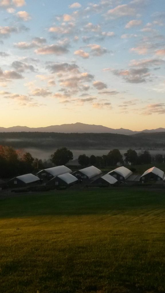 Sunrise over the greenhouses